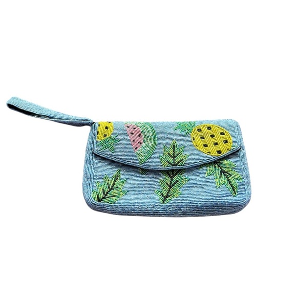 Y&S Beaded Watermelon and Pineapple Bag Wristlet - Picture 1 of 7